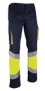 Pantalón alta visibilidad banda segmentada STEP PLUS (XS, Amarillo Fluo-Azul marino)