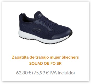zapatilla de trabajo skechers squad mujer 