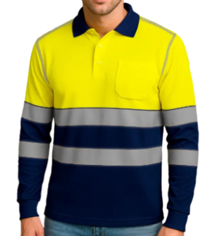 Polo manga larga PEAK COMBI amarillo/marino