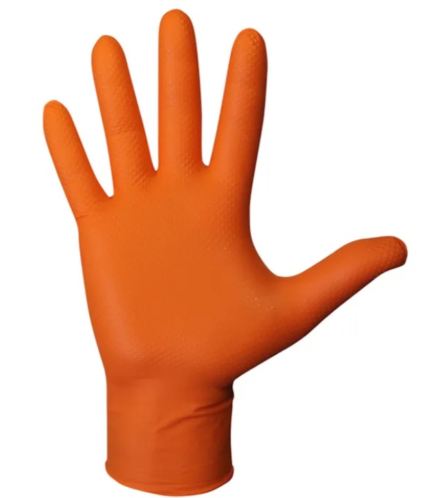 Guante desechable nitrilo diamantado 578OR naranja (paq 50 uds)