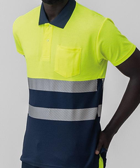 Polo alta visibilidad manga corta algodón BRISTON bandas segmentadas