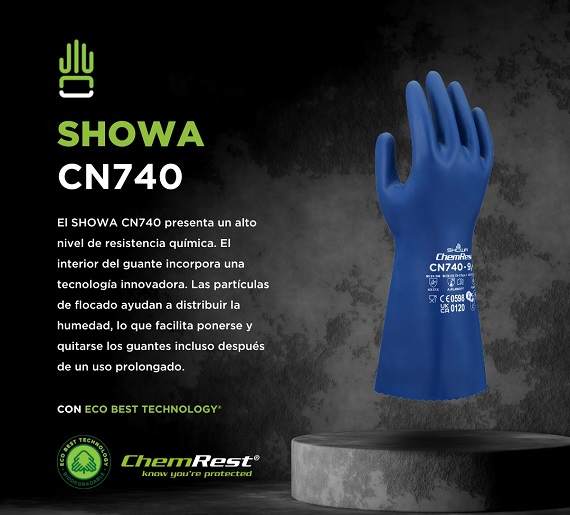 Guante químico de nitrilo Biodegradable CN740 Showa