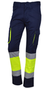 Pantalón LIMA elástico alta visibilidad (38, Amarillo Fluo-Azul marino)