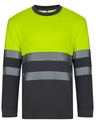 [305615_61/20_S] Camiseta alta visibilidad manga larga 305615 (S, Amarillo Fluo-Azul marino)