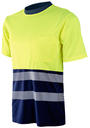 [CMCMAZ/XS] Camiseta alta visibilidad 1030Z manga corta bandas segmentadas (XS, Amarillo Fluo-Azul marino)