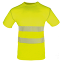 [VISIONNAR07] Camiseta manga corta alta visibilidad banda segmentada VISION (tejido reciclado) (XS, Naranja Fluor)