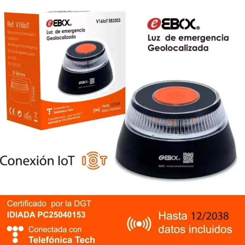Luz V16 homologada DGT con SIM y datos