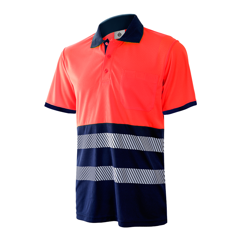 Polo manga corta combinado segmentado