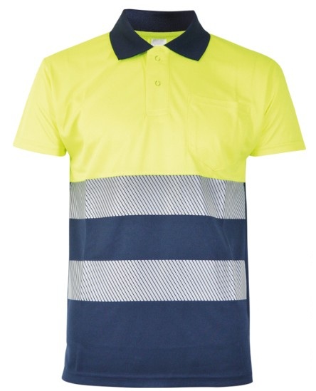 Polo alta visibilidad manga corta algodón BRISTON bandas segmentadas