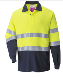 Polo alta visibilidad FR74 bicolor manga larga antiestatico resistente a llama y arco electrico